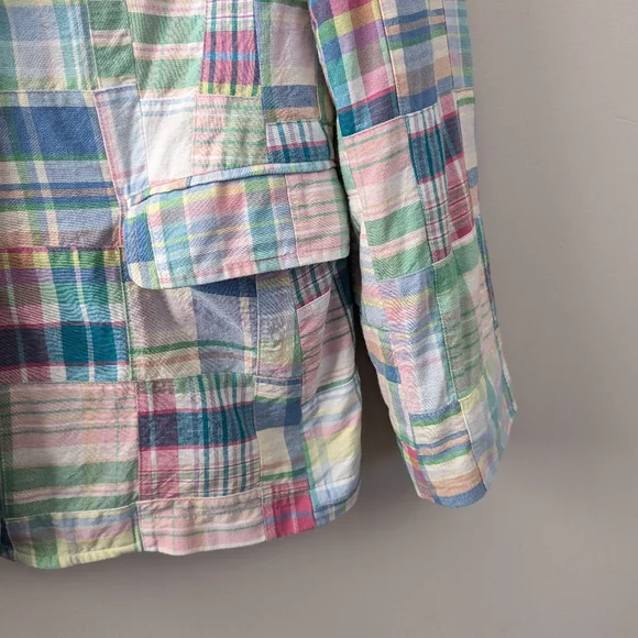 Vintage Ralph Lauren Madras Plaid Pastel Patchwork Blazer - Picture 3 of 13
